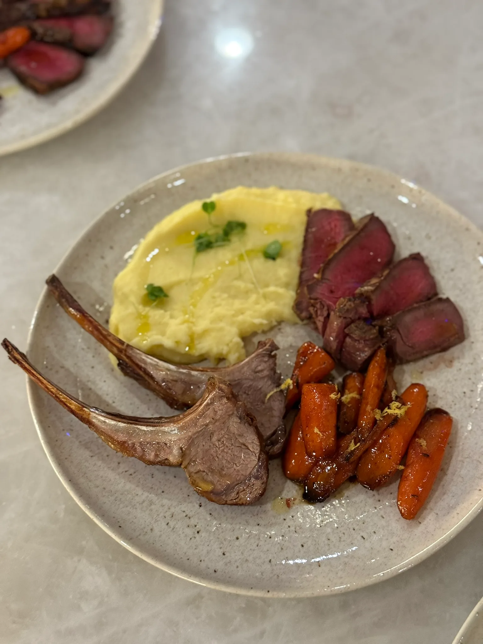 Rack of lamb with mashed potatoes and glazed carrots by Chef Matija